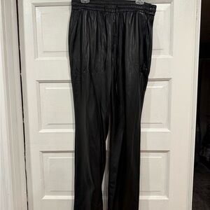 Good American Straight-leg Faux Leather Scrunch Slacks